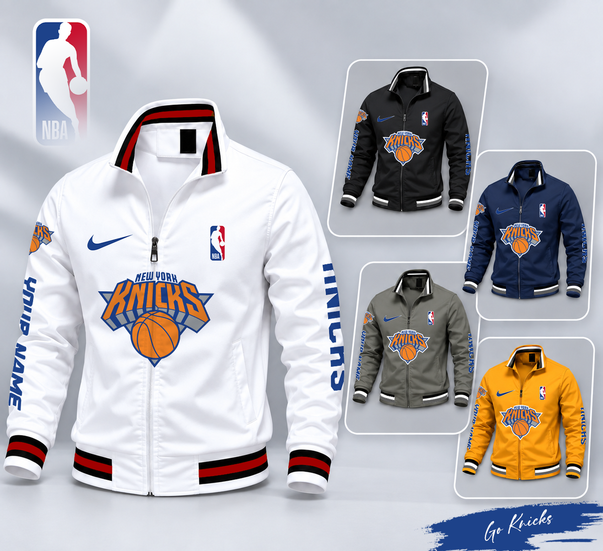 FINAL SALE - NEW CUSTOMIZED NBA04 NYK NEW YORK KNICKS MULTICOLOR MEN'S CASUAL JACKET