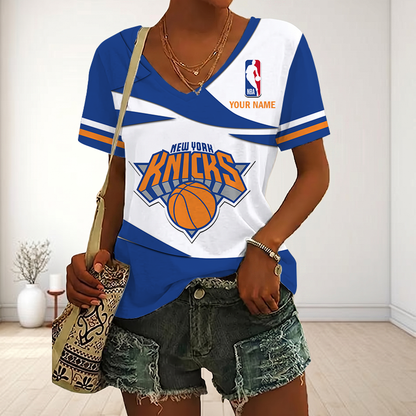 EXCLUSIVE EDITION - NEW CUSTOMIZED NBA04 NYK NEW YORK KNICKS V-NECK FEMALE SHIRT