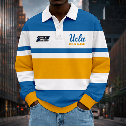 VIRAL EDITION - NEW CUSTOMIZED MAM NCAA04 UCB UCLA BRUINS UNISEX LONG SLEEVE POLO