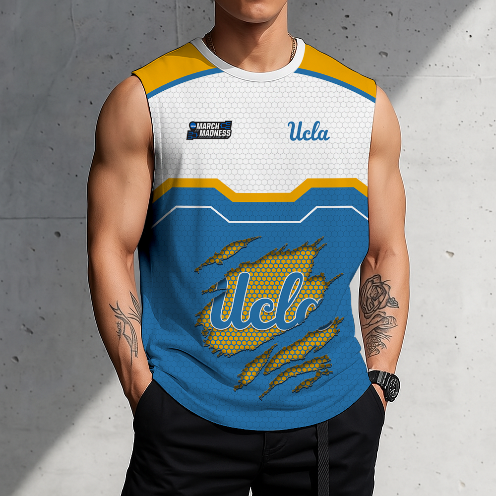 HOT DEAL - NEW CUSTOMIZED NCAA MAM04 UCB UCLA BRUINS MEN'S GYM SHIRT