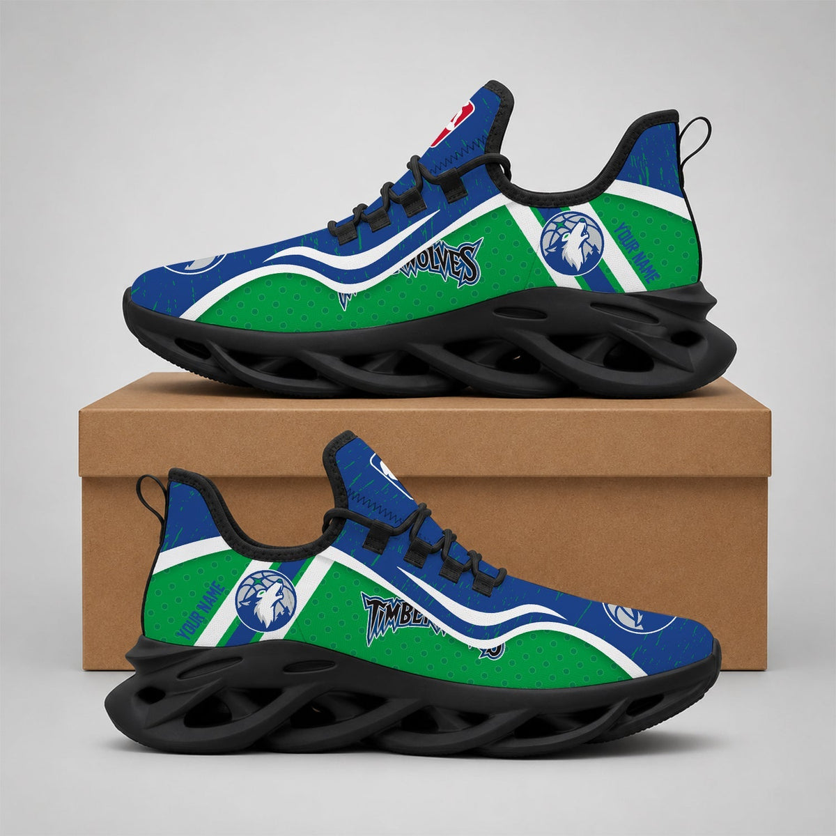 EXCLUSIVE EDITION - NEW CUSTOMIZED NBA05 MTW MINNESOTA TIMBERWOLVES MAX SOUL SHOES