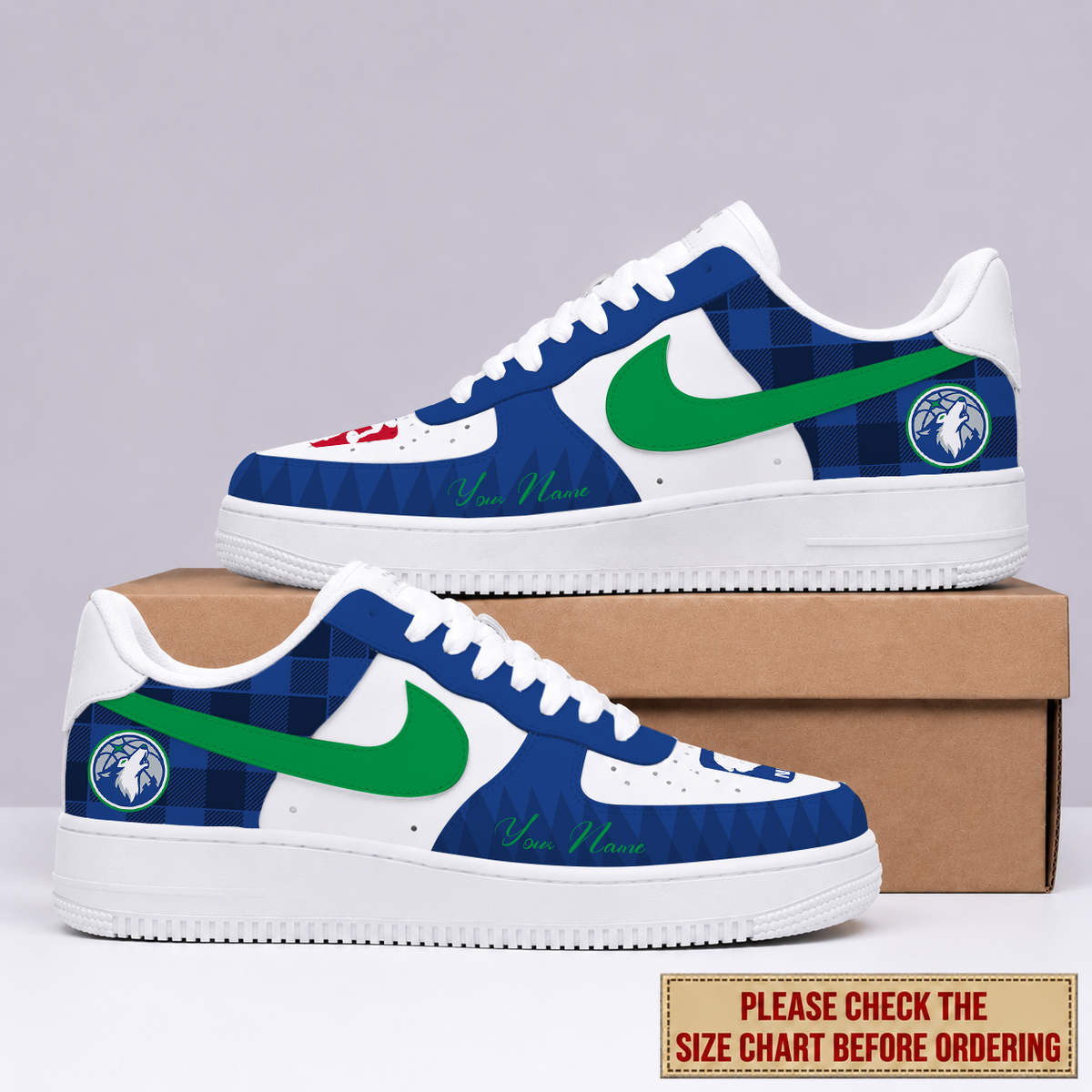 FINAL SALE - NEW CUSTOMIZED NBA05 MTW MINNESOTA TIMBERWOLVES AF1 SNEAKERS