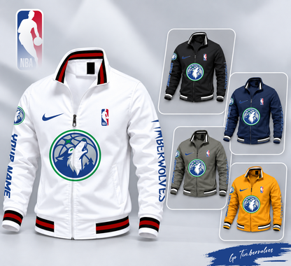 FINAL SALE - NEW CUSTOMIZED NBA05 MTW MINNESOTA TIMBERWOLVES MULTICOLOR MEN'S CASUAL JACKET