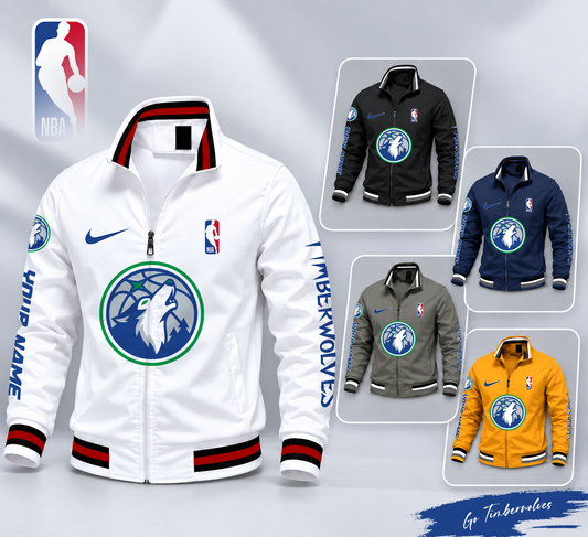 FINAL SALE - NEW CUSTOMIZED NBA05 MTW MINNESOTA TIMBERWOLVES MULTICOLOR MEN'S CASUAL JACKET