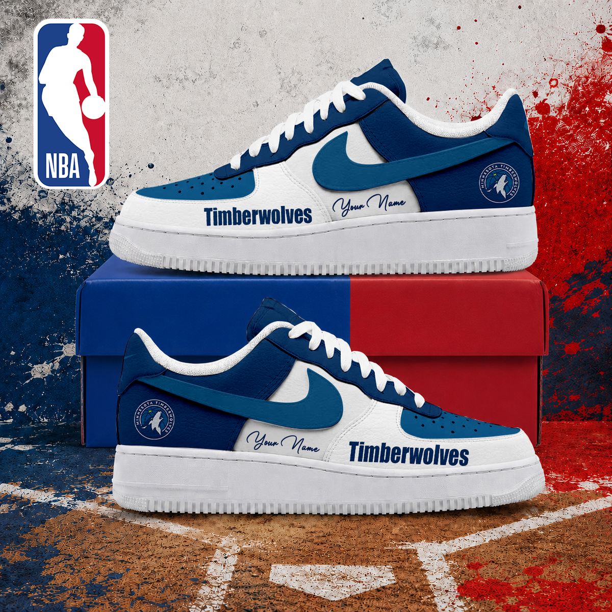 VIRAL EDITION - NEW CUSTOMIZED NBA05 MTW MINNESOTA TIMBERWOLVES AF1 SNEAKERS