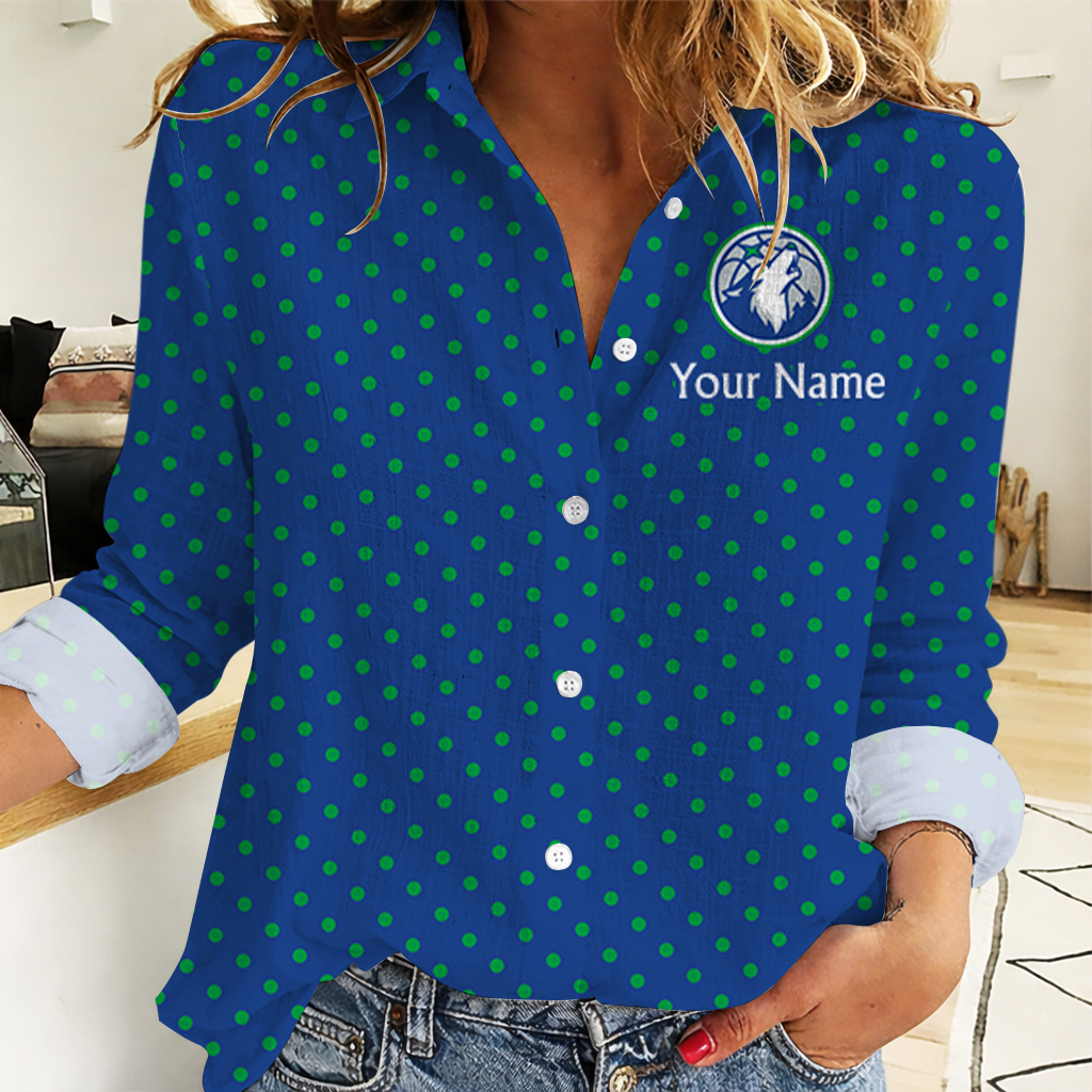 SPECIAL EDITION - NEW CUSTOMIZED NBA05 MTW MINNESOTA TIMBERWOLVES WOMEN CASUAL SHIRT FOR FAN