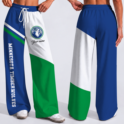 SPECIAL EDITION - NEW CUSTOMIZED NBA05 MTW MINNESOTA TIMBERWOLVES WOMEN'S WIDE LEG PANTS