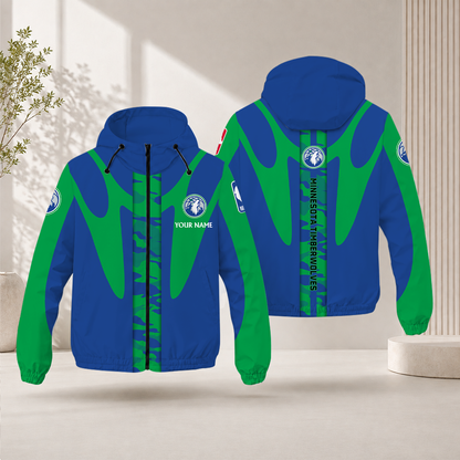 SPECIAL EDITION - NEW CUSTOMIZED NBA05 MTW MINNESOTA TIMBERWOLVES WINDBREAKER JACKET