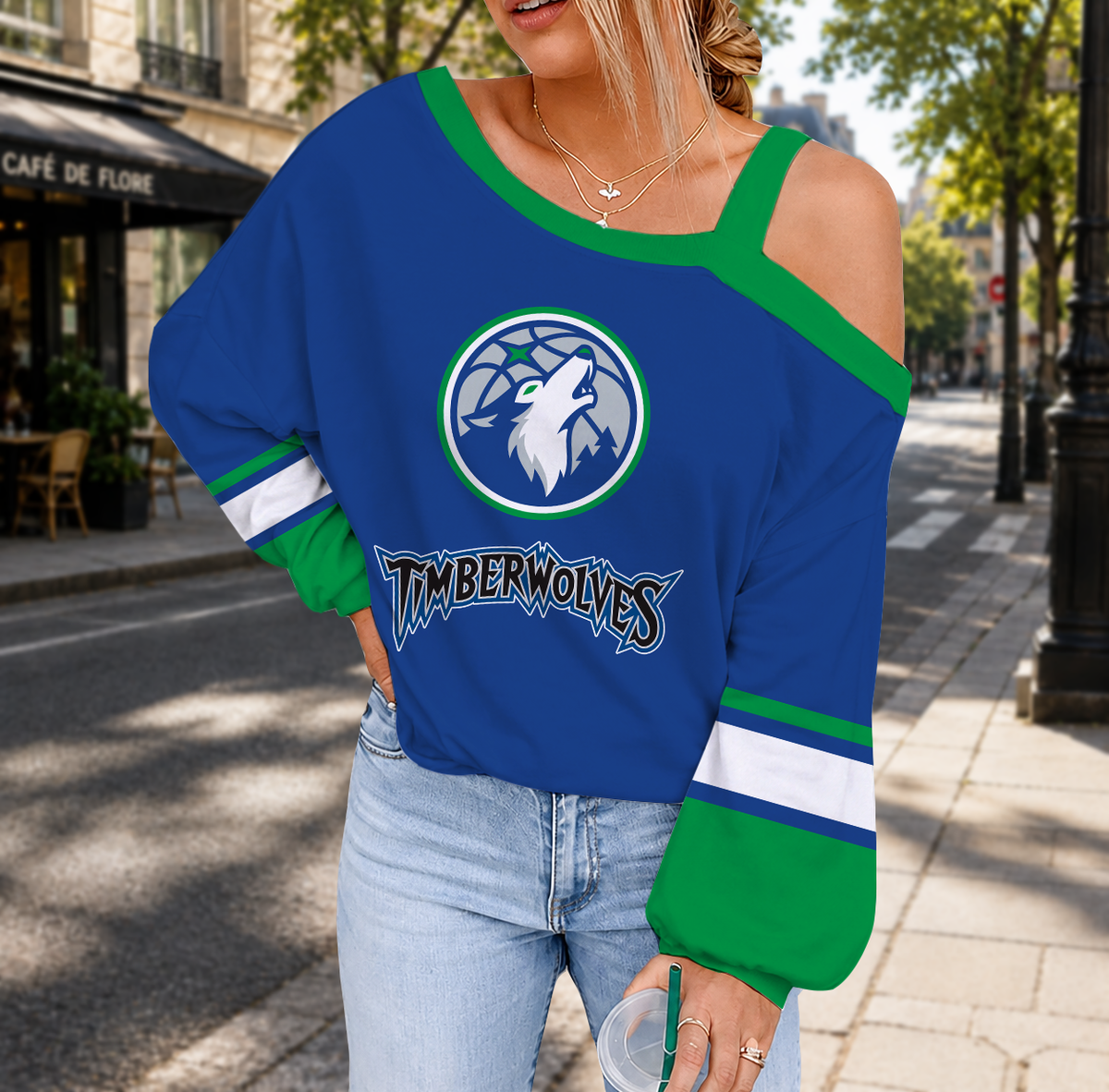 VIRAL EDITION - NEW CUSTOMIZED NBA05 MTW MINNESOTA TIMBERWOLVES DROP SHOULDER SWEATSHIRT