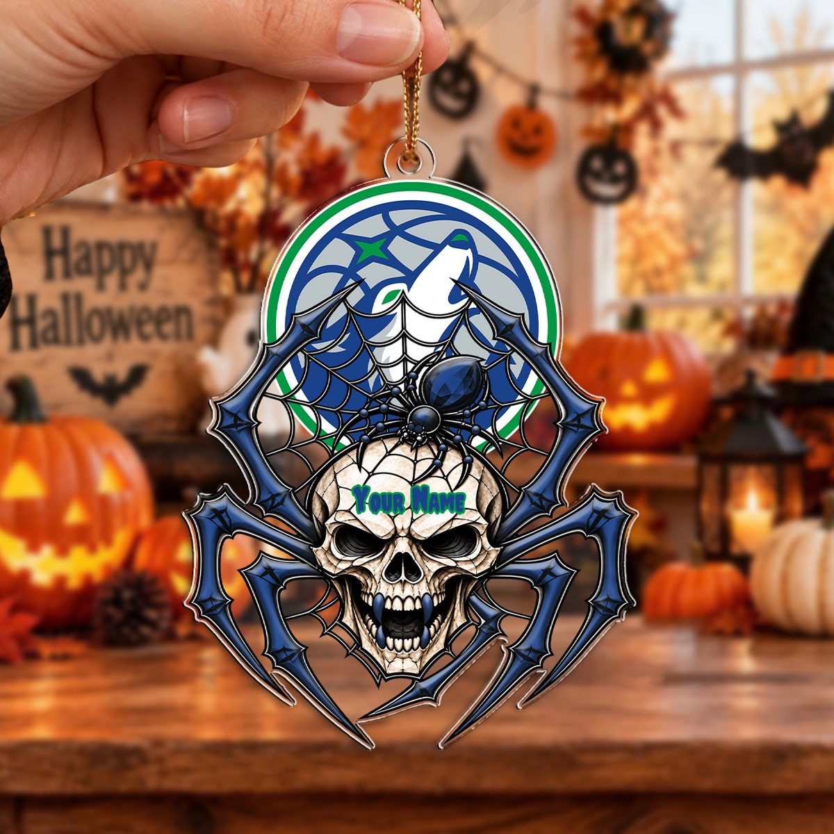 SPECIAL EDITION - NEW CUSTOMIZED NBA05 MTW MINNESOTA TIMBERWOLVES HALLOWEEN ACRYLIC ORNAMENT