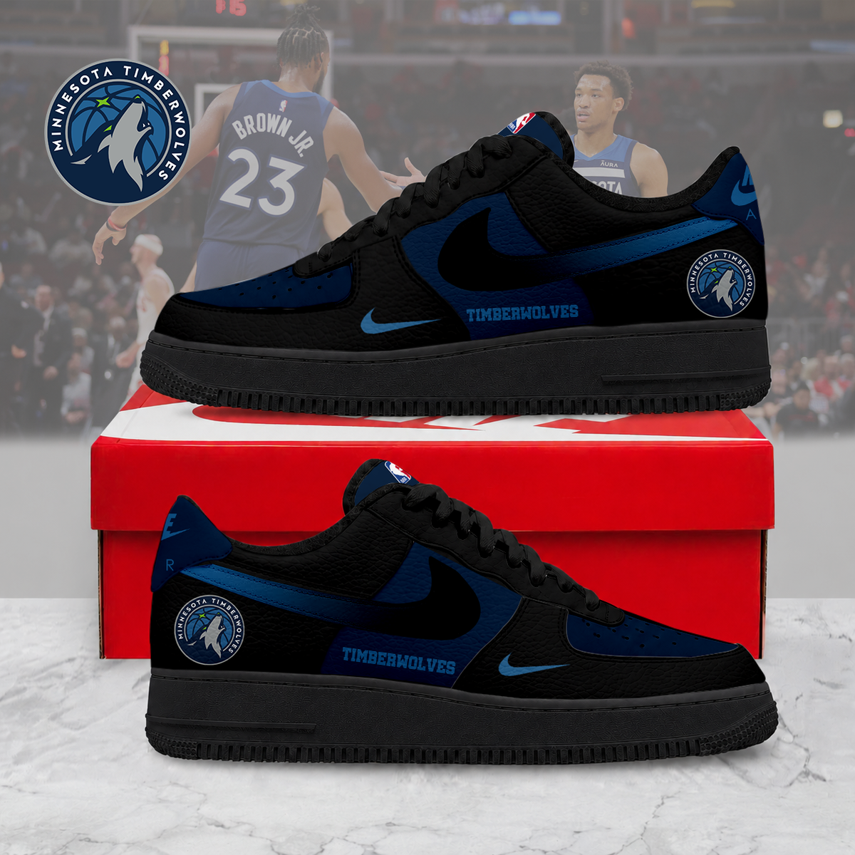 HOT DEAL - NEW CUSTOMIZED NBA05 MTW MINNESOTA TIMBERWOLVES AF1 SNEAKERS
