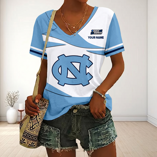 SPECIAL EDITON - NEW CUSTOMIZED MAM NCAA05 NTH NC TAR HEELS V-NECK FEMALE SHIRT