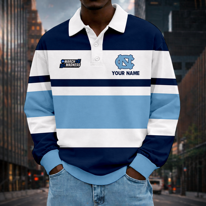 VIRAL EDITION - NEW CUSTOMIZED MAM NCAA05 NTH NC TAR HEELS UNISEX LONG SLEEVE POLO