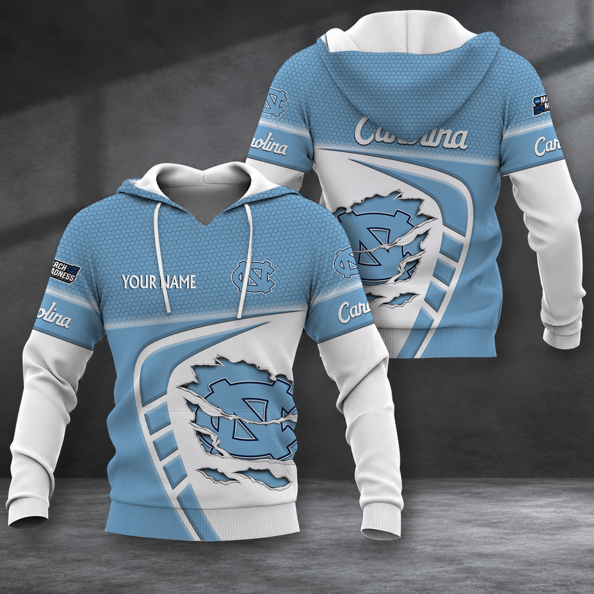 FINAL SALE - NEW CUSTOMIZED NCAA MAM05 NTH NORTH CAROLINA TAR HEELS T-SHIRT, POLO SHIRT, ZIP POLO SHIRT, SWEATSHIRT, HOODIE & ZIP HOODIE