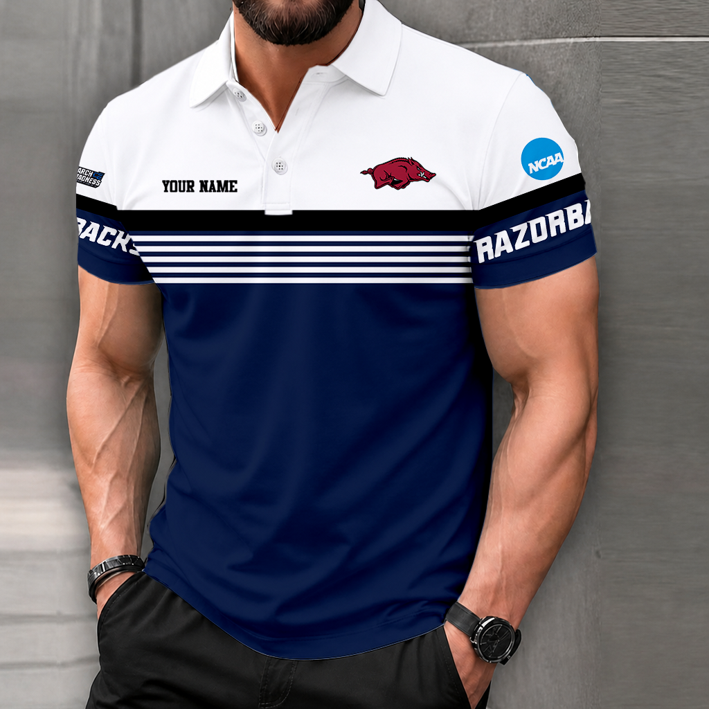 LIMITED EDITION - NEW CUSTOMIZED NCAA MAM06 AKR ARKANSAS RAZORBACKS POLO SHIRT