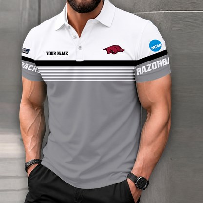 LIMITED EDITION - NEW CUSTOMIZED NCAA MAM06 AKR ARKANSAS RAZORBACKS POLO SHIRT