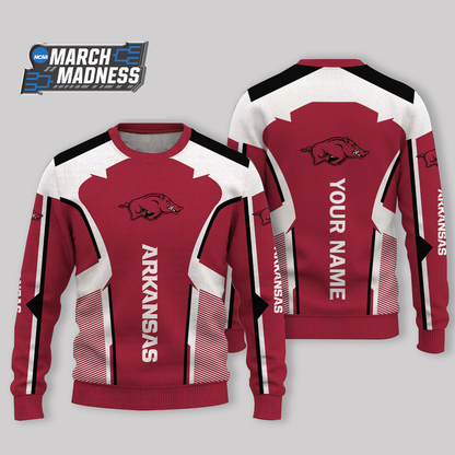 HOT DEAL - NEW CUSTOMIZED NCAA MAM06 AKR ARKANSAS RAZORBACKS UGLY SWEATER