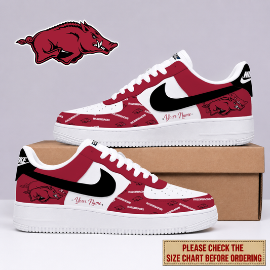 MEGA SALE - NEW CUSTOMIZED AKR ARKANSAS RAZORBACKS AF1 SHOES - NCAA MAM06