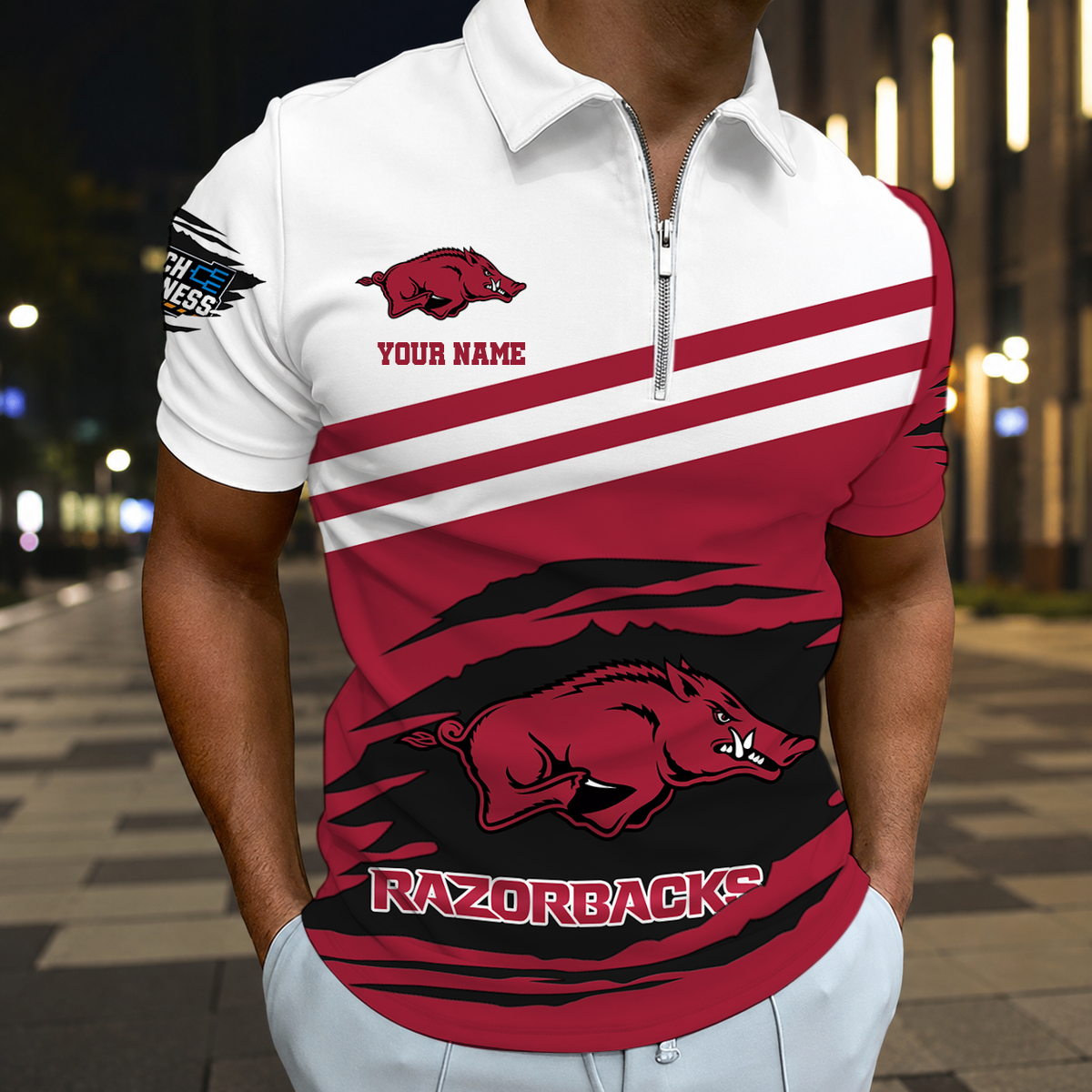 VIRAL EDITION - NEW CUSTOMIZED NCAA MAM06 AKR ARKANSAS RAZORBACKS T-SHIRT, POLO SHIRT, ZIP POLO SHIRT, SWEATSHIRT, HOODIE & ZIP HOODIE