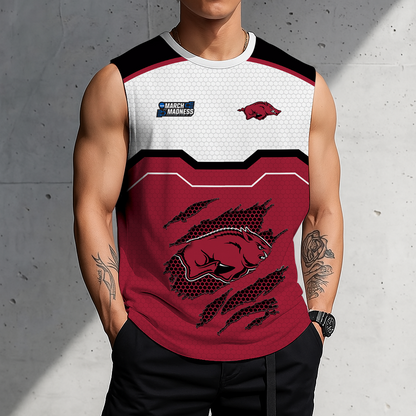 HOT DEAL - NEW CUSTOMIZED NCAA MAM06 AKR ARKANSAS RAZORBACKS MEN'S GYM SHIRT