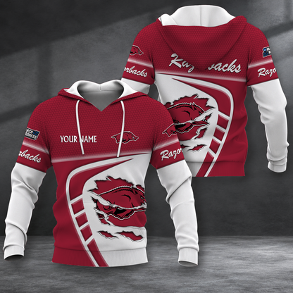 FINAL SALE - NEW CUSTOMIZED NCAA MAM06 AKR ARKANSAS RAZORBACKS T-SHIRT, POLO SHIRT, ZIP POLO SHIRT, SWEATSHIRT, HOODIE & ZIP HOODIE
