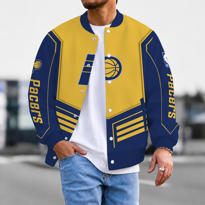 LIMITED DROP - NEW CUSTOMIZED IPA INDIANA PACERS BASEBALL JACKET, SATIN VARSITY JACKET - NBA06