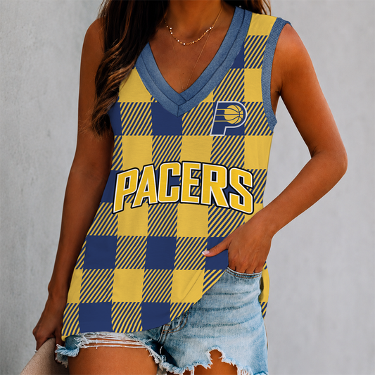 ELITE EDITION - NEW CUSTOMIZED NBA06 IPA INDIANA PACERS WOMEN'S V-NECK TANK TOP