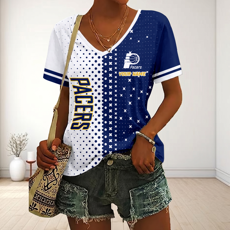 LIMITED DROP - NEW CUSTOMIZED NBA06 IPA INDIANA PACERS V-NECK FEMALE SHIRT