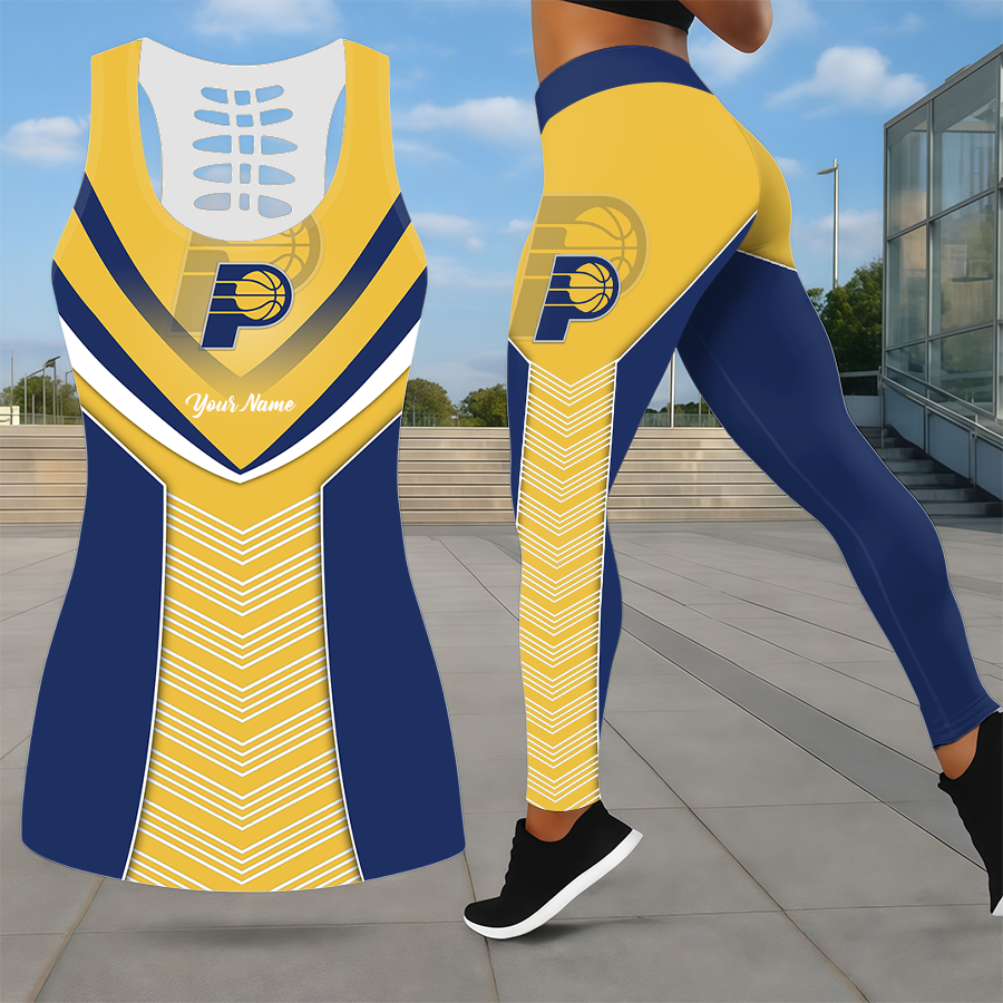 ELITE EDITION - NEW CUSTOMIZED NBA06 IPA INDIANA PACERS LEGGINGS & HOLLOW TANK TOP SET