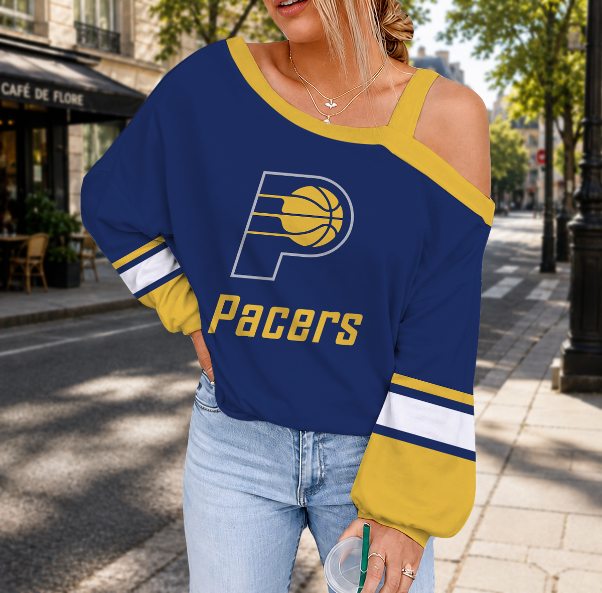 VIRAL EDITION - NEW CUSTOMIZED NBA06 IPA INDIANA PACERS DROP SHOULDER SWEATSHIRT