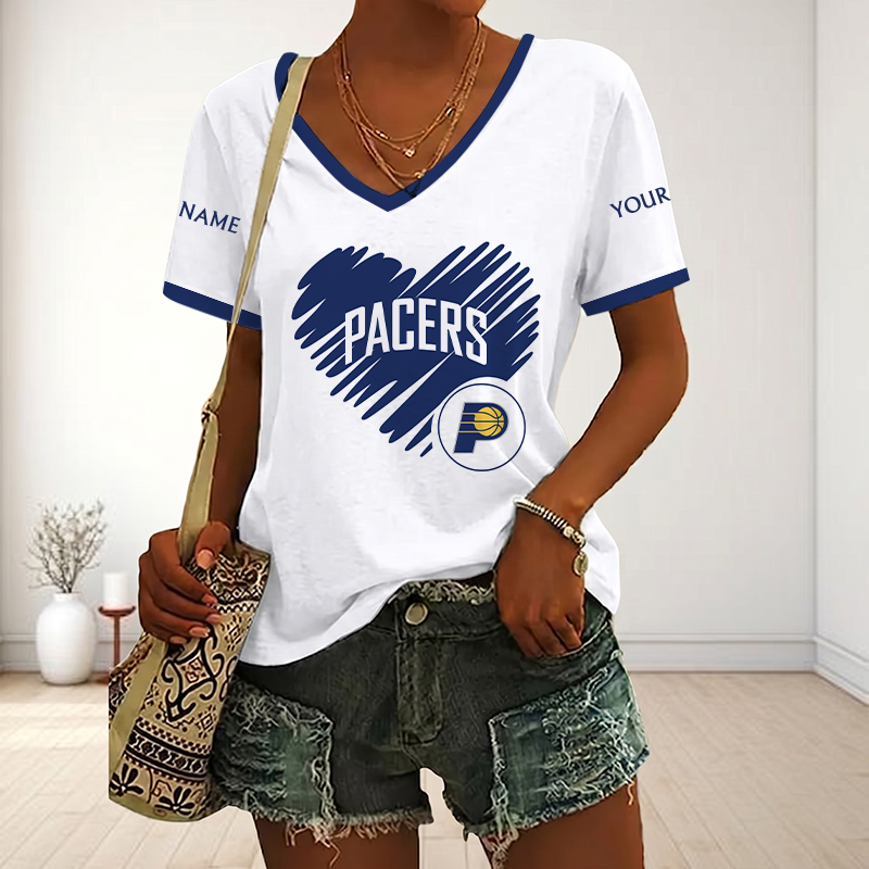 EXCLUSIVE EDITION - NEW CUSTOMIZED NBA06 IPA INDIANA PACERS V-NECK FEMALE SHIRT