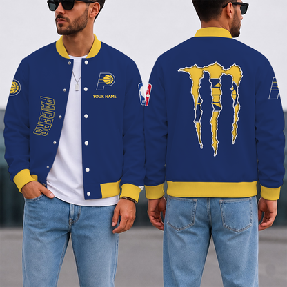 SPECIAL EDITION - NEW CUSTOMIZED NBA06 IPA INDIANA PACERS BASEBALL JACKET, SATIN VARSITY JACKET