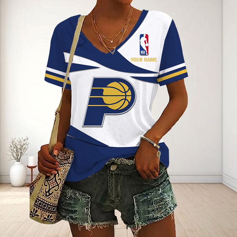 EXCLUSIVE EDITION - NEW CUSTOMIZED NBA06 IPA INDIANA PACERS V-NECK FEMALE SHIRT