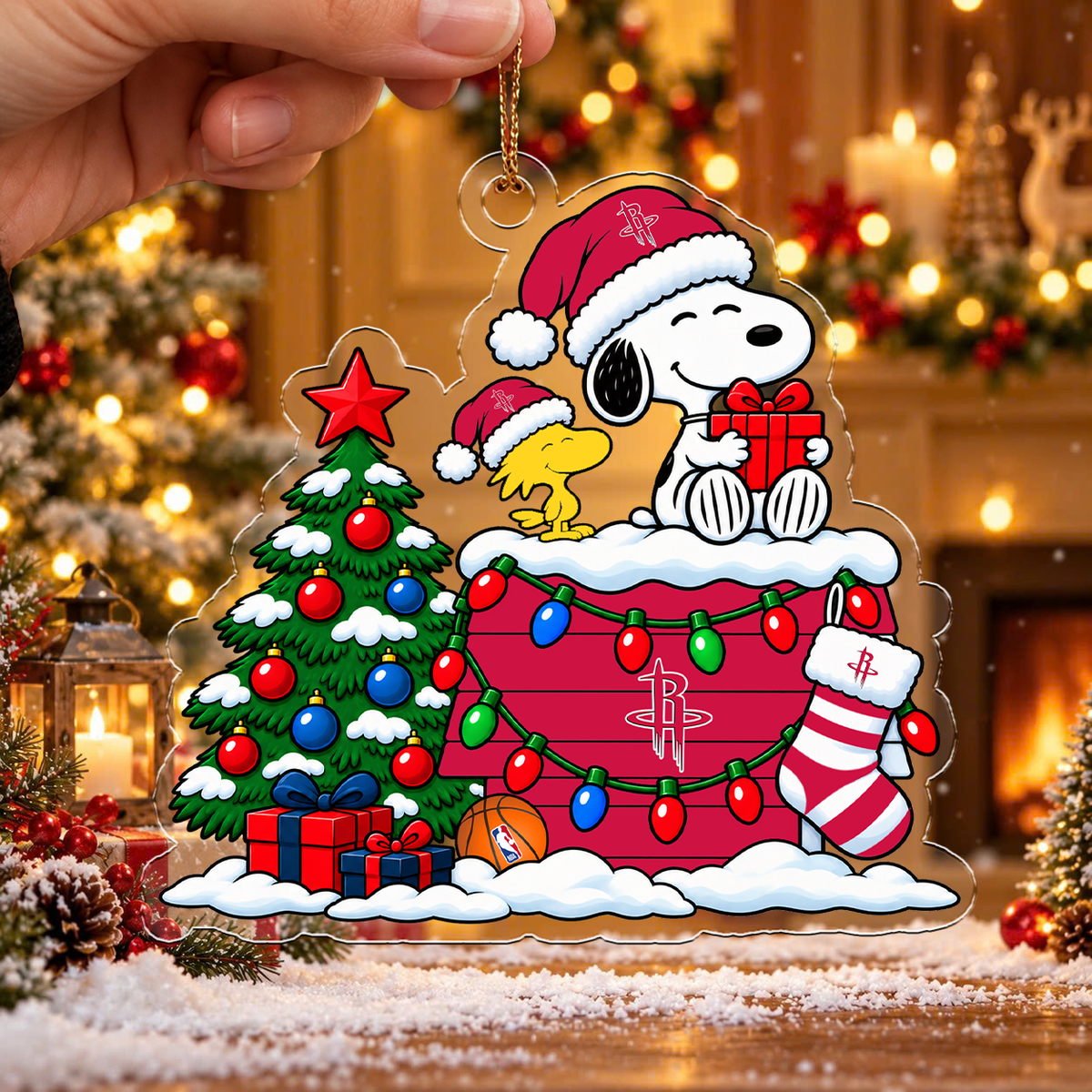 [HOT DEAL] NEW CUSTOMIZED NBA07 HRO HOUSTON ROCKETS CHRISTMAS ACRYLIC ORNAMENT