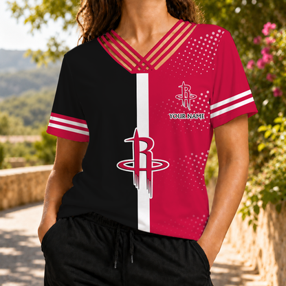 LIMITED EDITION - NEW CUSTOMIZED NBA07 HRO HOUSTON ROCKETS V-NECK SHIRT