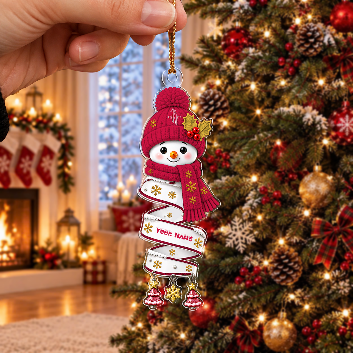 VIRAL EDITION - NEW CUSTOMIZED NBA07 HRO HOUSTON ROCKETS CHRISTMAS ACRYLIC ORNAMENT