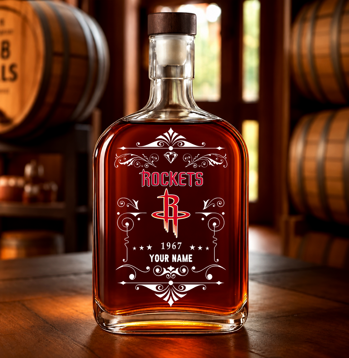[FINAL SALE] NEW CUSTOMIZED NBA07 HRO HOUSTON ROCKETS LUXURY WHISKEY BOTTLE 450ML