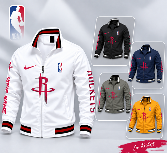 FINAL SALE - NEW CUSTOMIZED NBA07 HRO HOUSTON ROCKETS MULTICOLOR MEN'S CASUAL JACKET