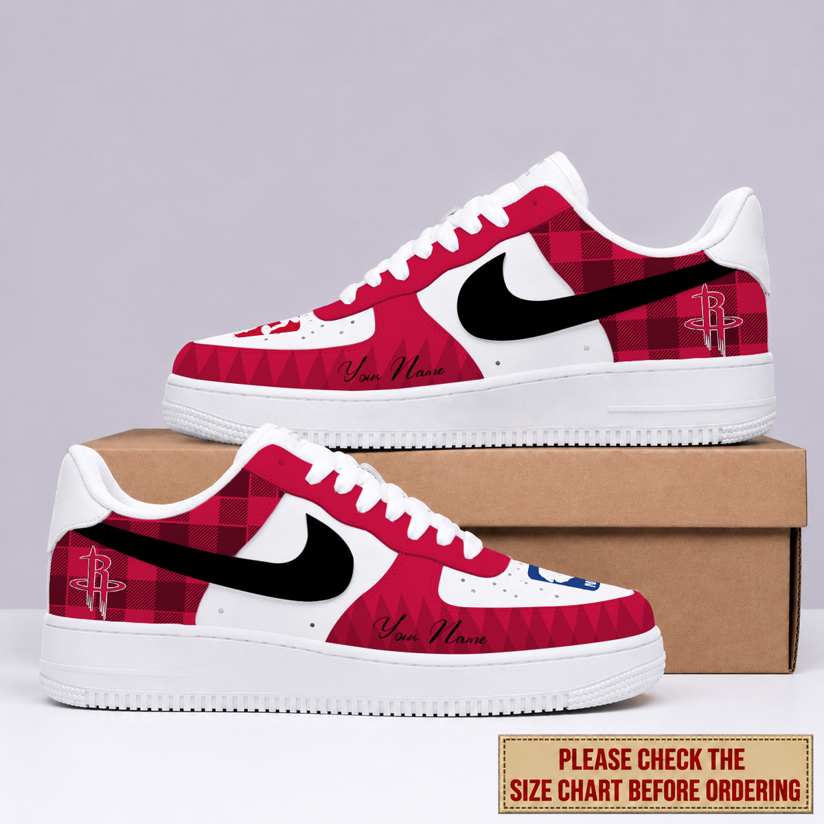 FINAL SALE - NEW CUSTOMIZED NBA07 HRO HOUSTON ROCKETS AF1 SNEAKERS