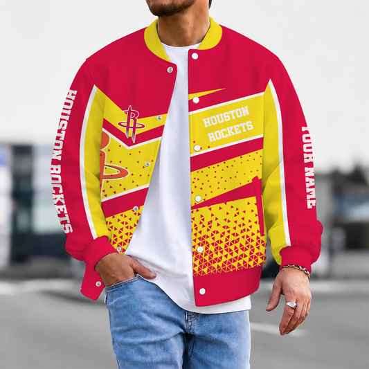 EXCLUSIVE EDITION - NEW CUSTOMIZED NBA07 HRO HOUSTON ROCKETS BASEBALL JACKET, SATIN VARSITY JACKET