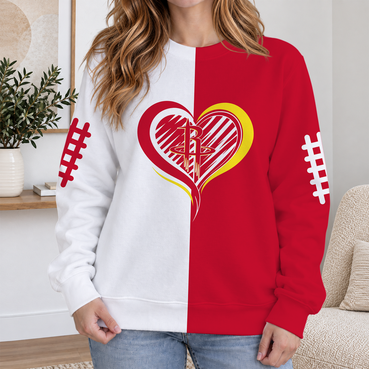 ELITE EDITION - NEW CUSTOMIZED HRO HOUSTON ROCKETS RIBBED HOODIE & SWEATSHIRT - NBA07