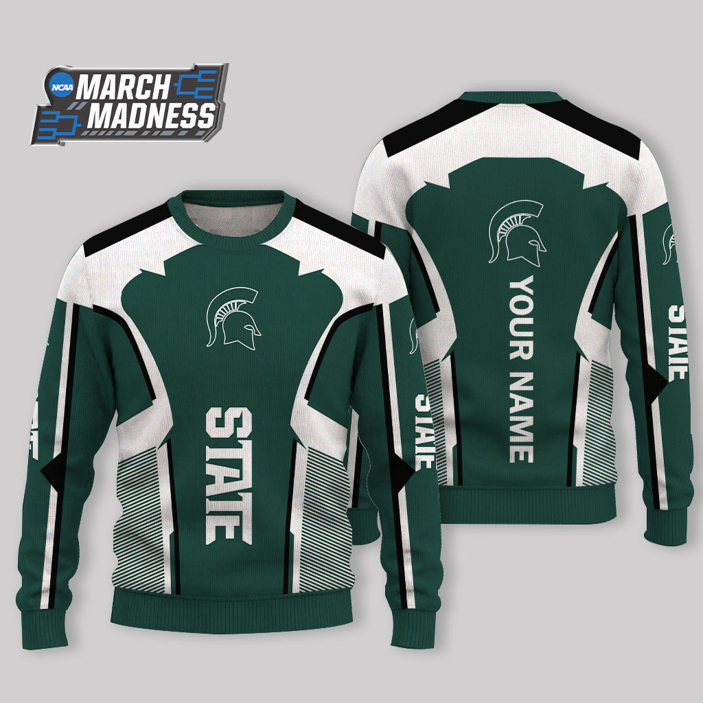 HOT DEAL - NEW CUSTOMIZED NCAA MAM07 MSS MICHIGAN STATE SPARTANS UGLY SWEATER