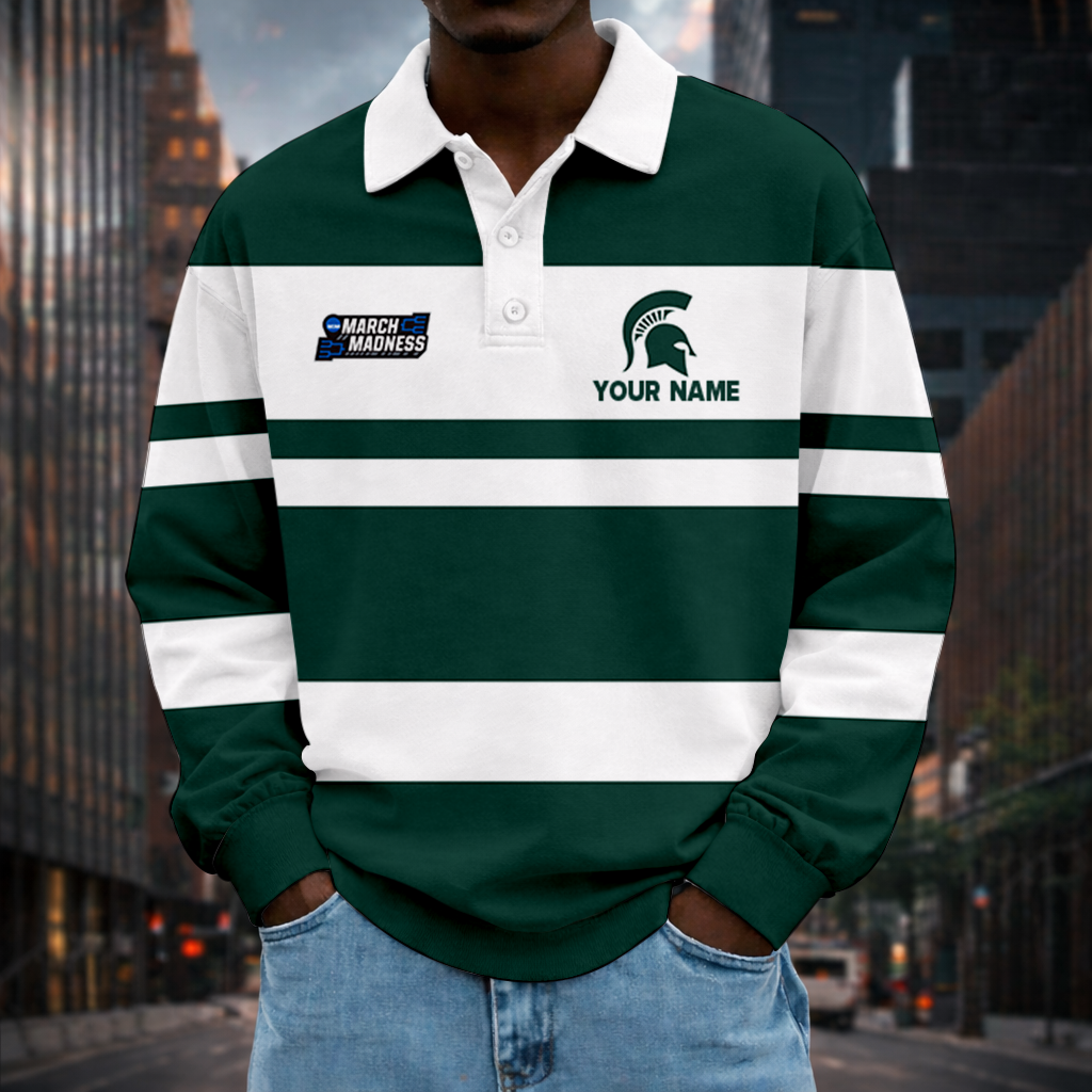 VIRAL EDITION - NEW CUSTOMIZED MAM NCAA07 MSS MS SPARTANS UNISEX LONG SLEEVE POLO