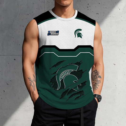 HOT DEAL - NEW CUSTOMIZED NCAA MAM07 MSS MICHIGAN STATE SPARTANS MEN'S GYM SHIRT