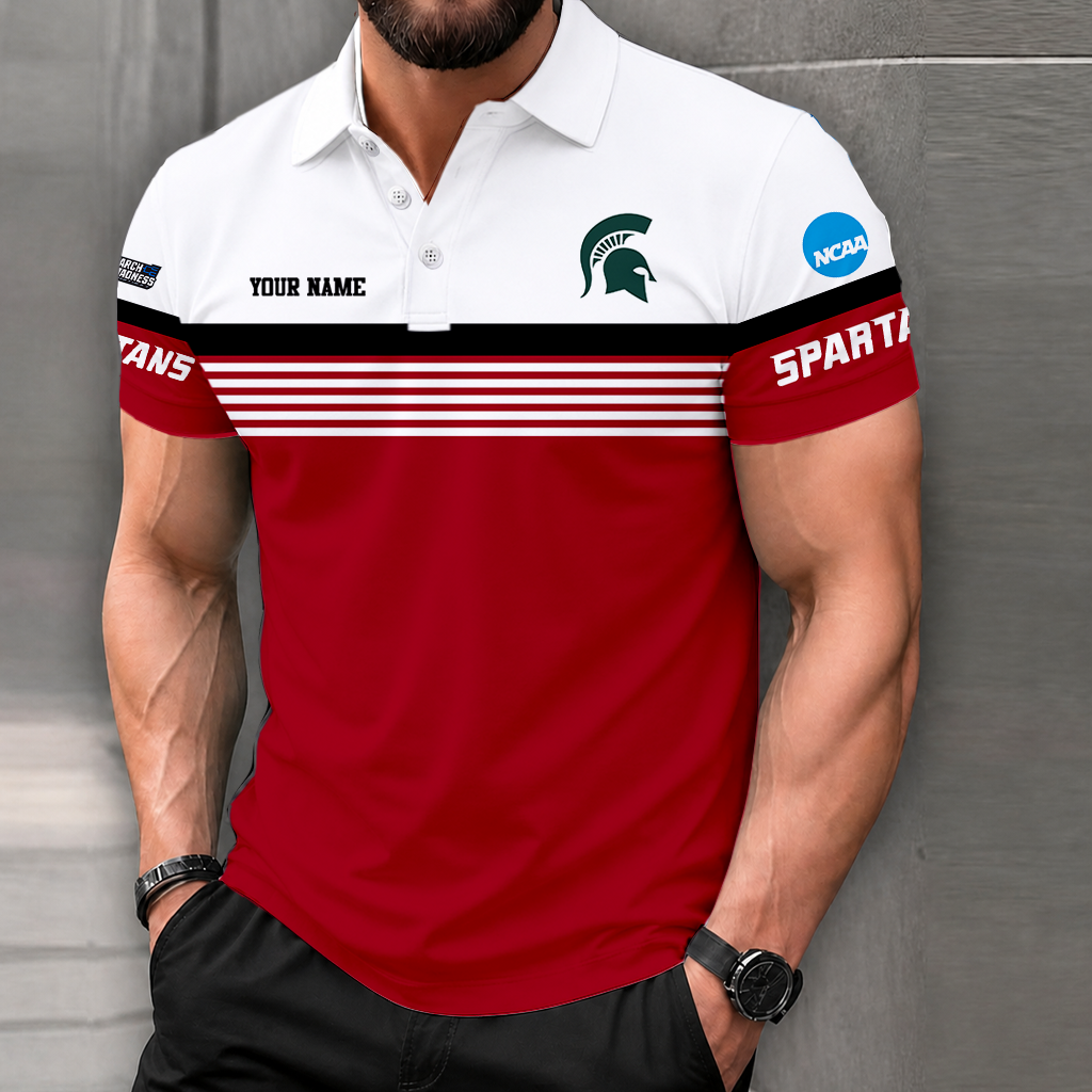 LIMITED EDITION - NEW CUSTOMIZED NCAA MAM07 MSS MICHIGAN STATE SPARTANS POLO SHIRT