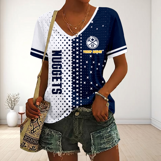 LIMITED DROP - NEW CUSTOMIZED NBA08 DNU DENVER NUGGETS V-NECK FEMALE SHIRT
