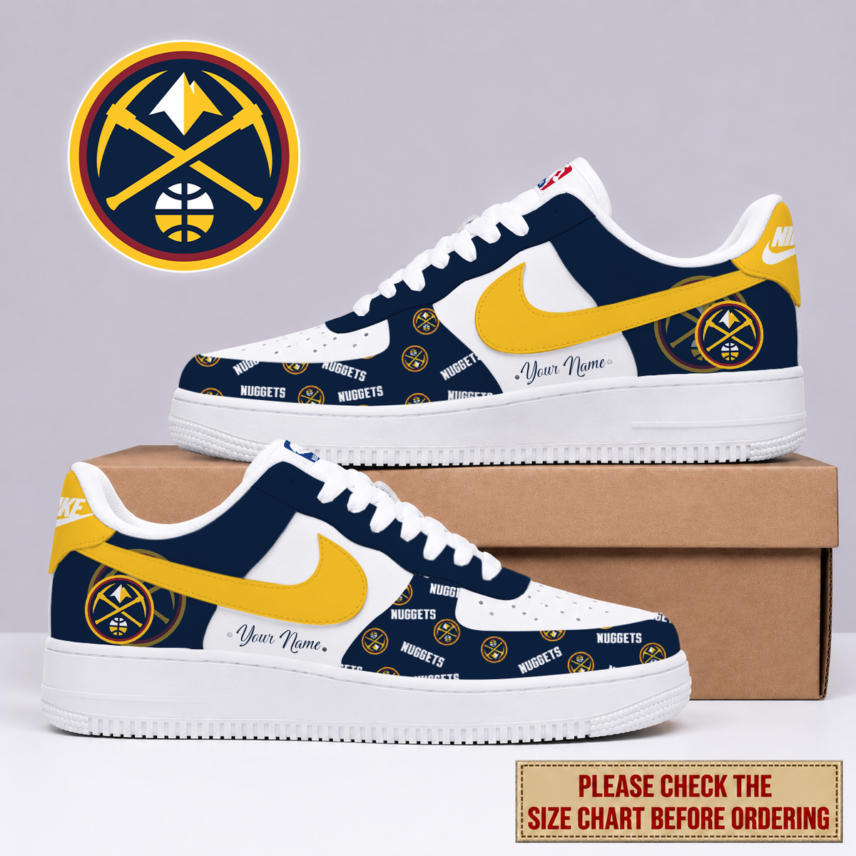 FLASH SALE - NEW CUSTOMIZED NBA08 DNU DENVER NUGGETS AF1 SNEAKERS