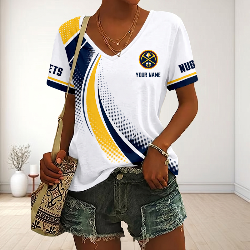 SPECIAL EDITION - NEW CUSTOMIZED NBA08 DNU DENVER NUGGETS V-NECK FEMALE SHIRT