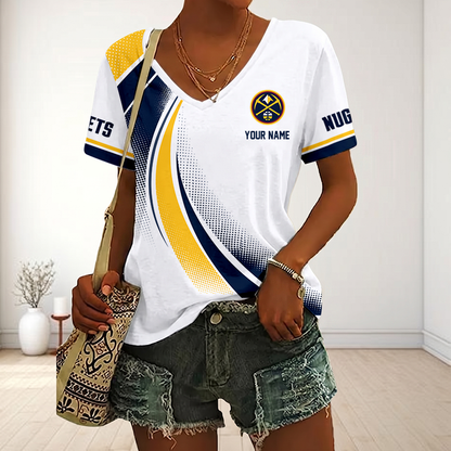 SPECIAL EDITION - NEW CUSTOMIZED NBA08 DNU DENVER NUGGETS V-NECK FEMALE SHIRT