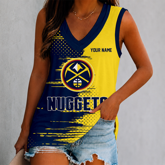 LIMITED EDITION - NEW CUSTOMIZED NBA08 DNU DENVER NUGGETS WOMEN'S V-NECK TANK TOP
